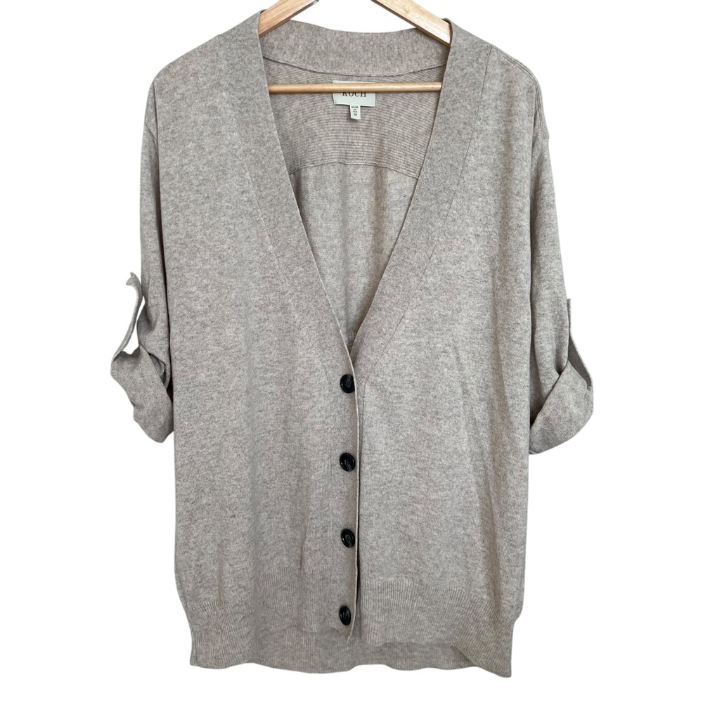 Koch Longfellow Wool Cashmere Blend Button Front Cardigan Bull Graphic SZ M